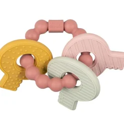 Hochet de dentition trousseau de clefs rose