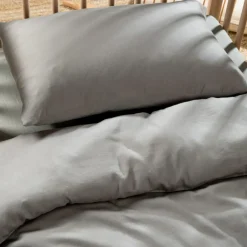 Housse de couette pur coton Gris tourterelle (100 x 140 cm)