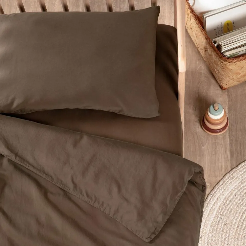 Housse de couette Satin Brun (75 x 120 cm)