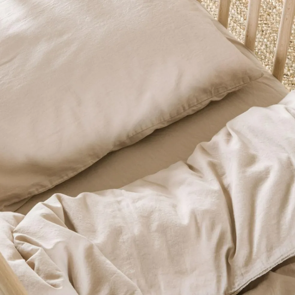 Housse de couette satin de coton bio Lin (100 x 140 cm)