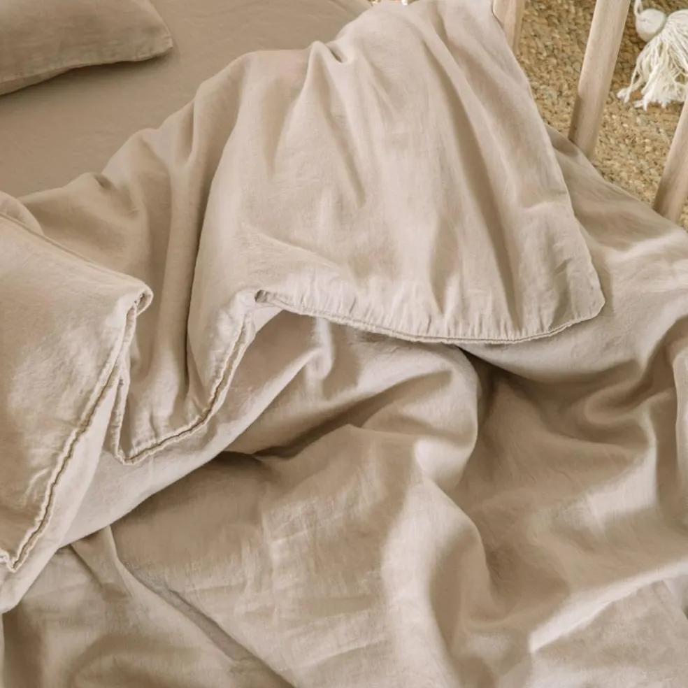 Housse de couette satin de coton bio Lin (100 x 140 cm)