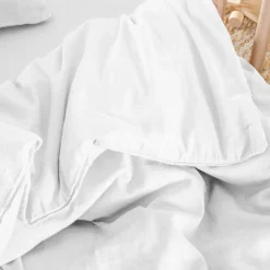 Housse de couette satin de coton bio Blanc craie (100 x 140 cm)