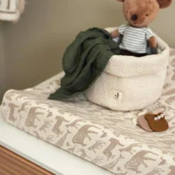 Housse matelas à langer en jersey Animals Nougat (50 x 70 cm)