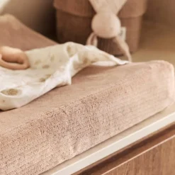 Housse matelas à langer en jersey Cloudy Rib Milky Coffee (50 x 70 cm)