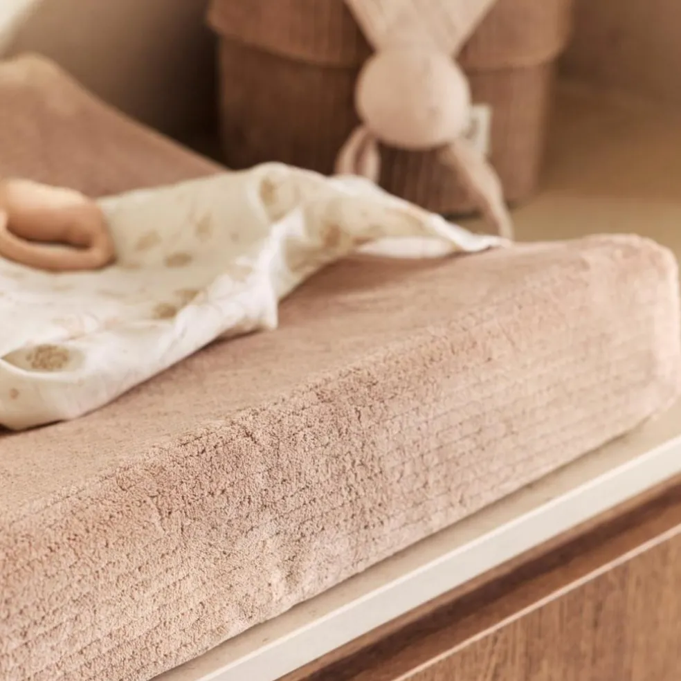 Housse matelas à langer en jersey Cloudy Rib Milky Coffee (50 x 70 cm)