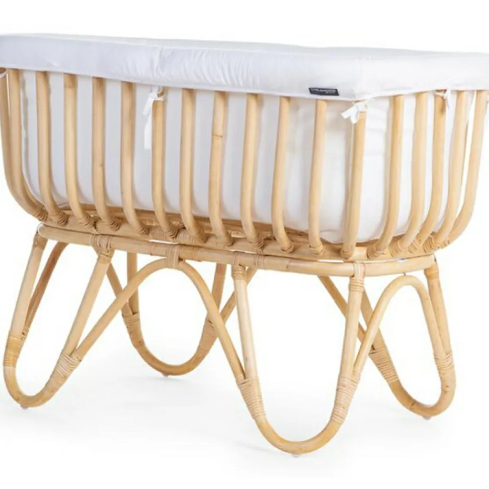 Housse pour berceau en rotin rectangulaire écru