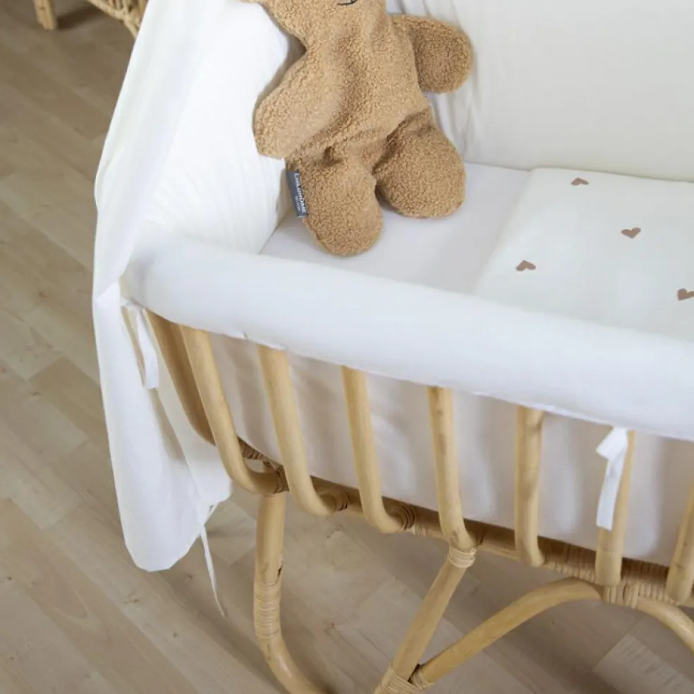 Housse pour berceau en rotin rectangulaire écru