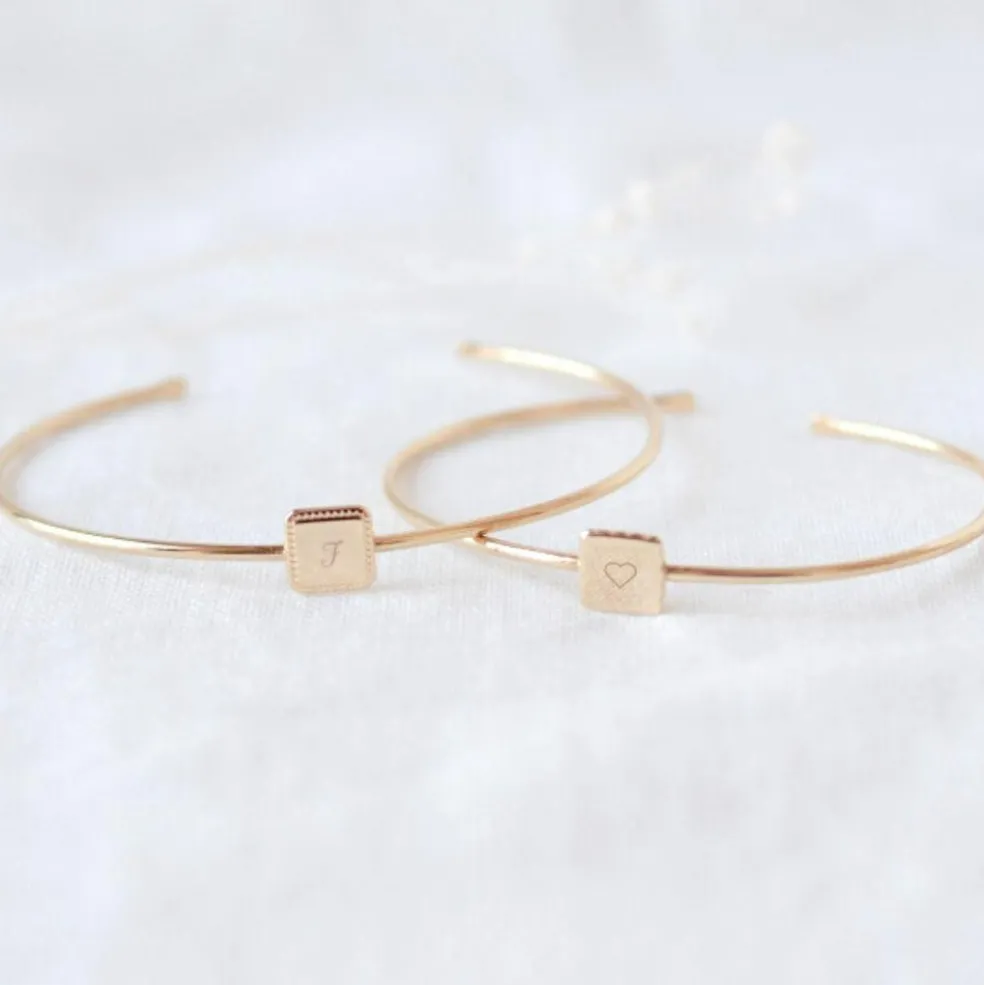 Jonc Alice en plaqué or jaune (personnalisable)