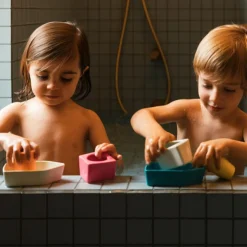 Jouet de bain bateau en caoutchouc orange