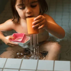 Jouet de bain bateau en caoutchouc orange