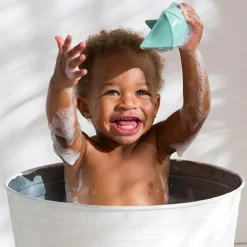 Jouet de bain bateau Origami latex d'hévéa mint