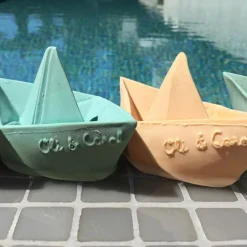 Jouet de bain bateau Origami latex d'hévéa mint