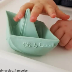 Jouet de bain bateau Origami latex d'hévéa mint