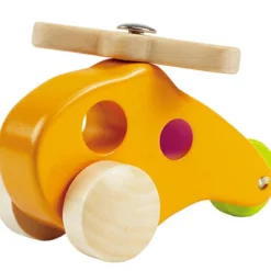 Jouet en bois hélicoptère jaune