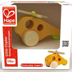 Jouet en bois hélicoptère jaune