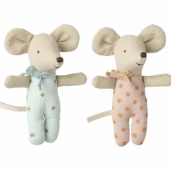 Jumeaux bébés souris dans leur boîte assortie