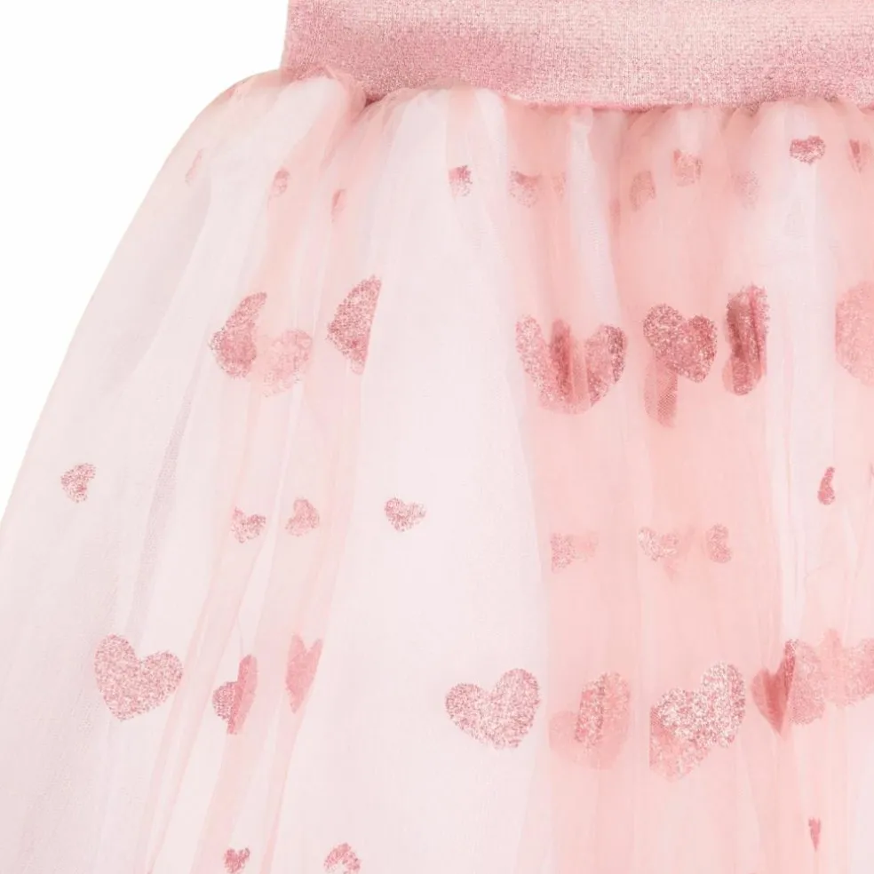 Jupon long Cœurs paillettes Rose (4-8 ans)