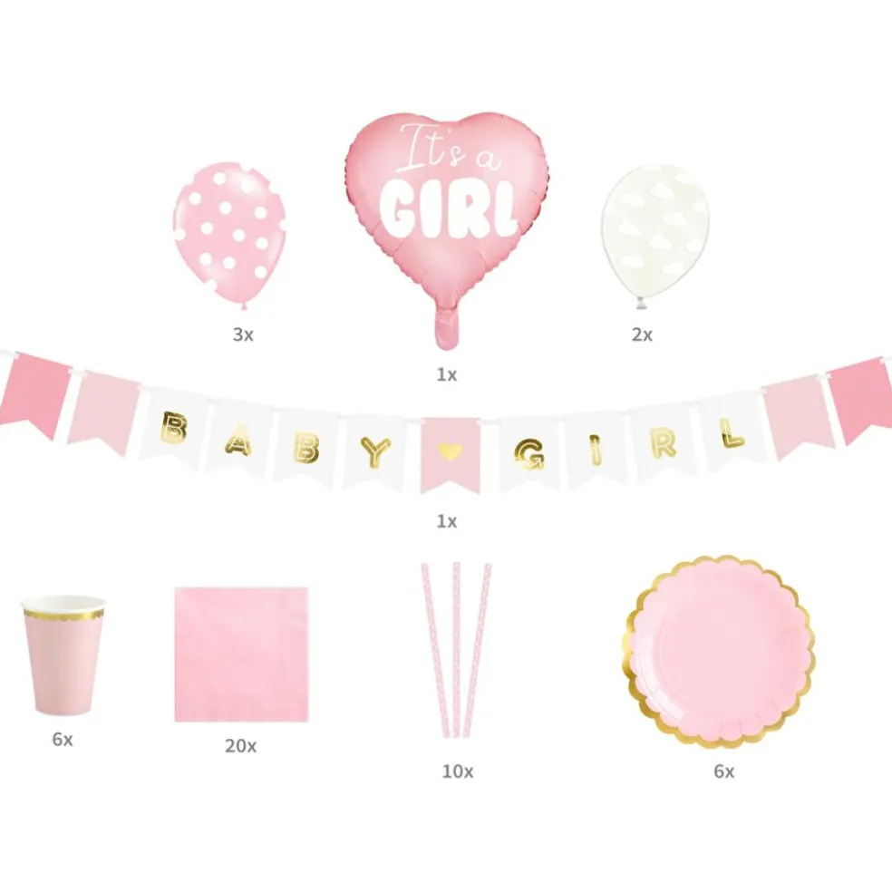 Kit décoration Baby Shower ''It's a girl'' (49 pièces)
