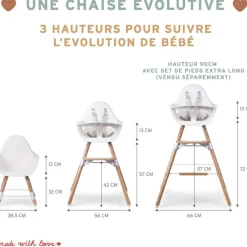 Kit de pieds longs pour chaise haute Evolu extra + repose-pieds en bois naturel menthe