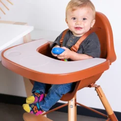 Kit de pieds longs pour chaise haute Evolu extra + repose-pieds en bois naturel terracotta