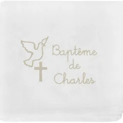 Lange de baptême personnalisable beige (70 x 70 cm)