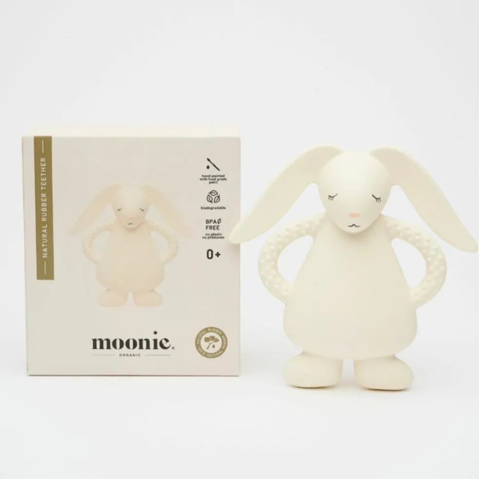 Lapin de dentition en caoutchouc naturel crème