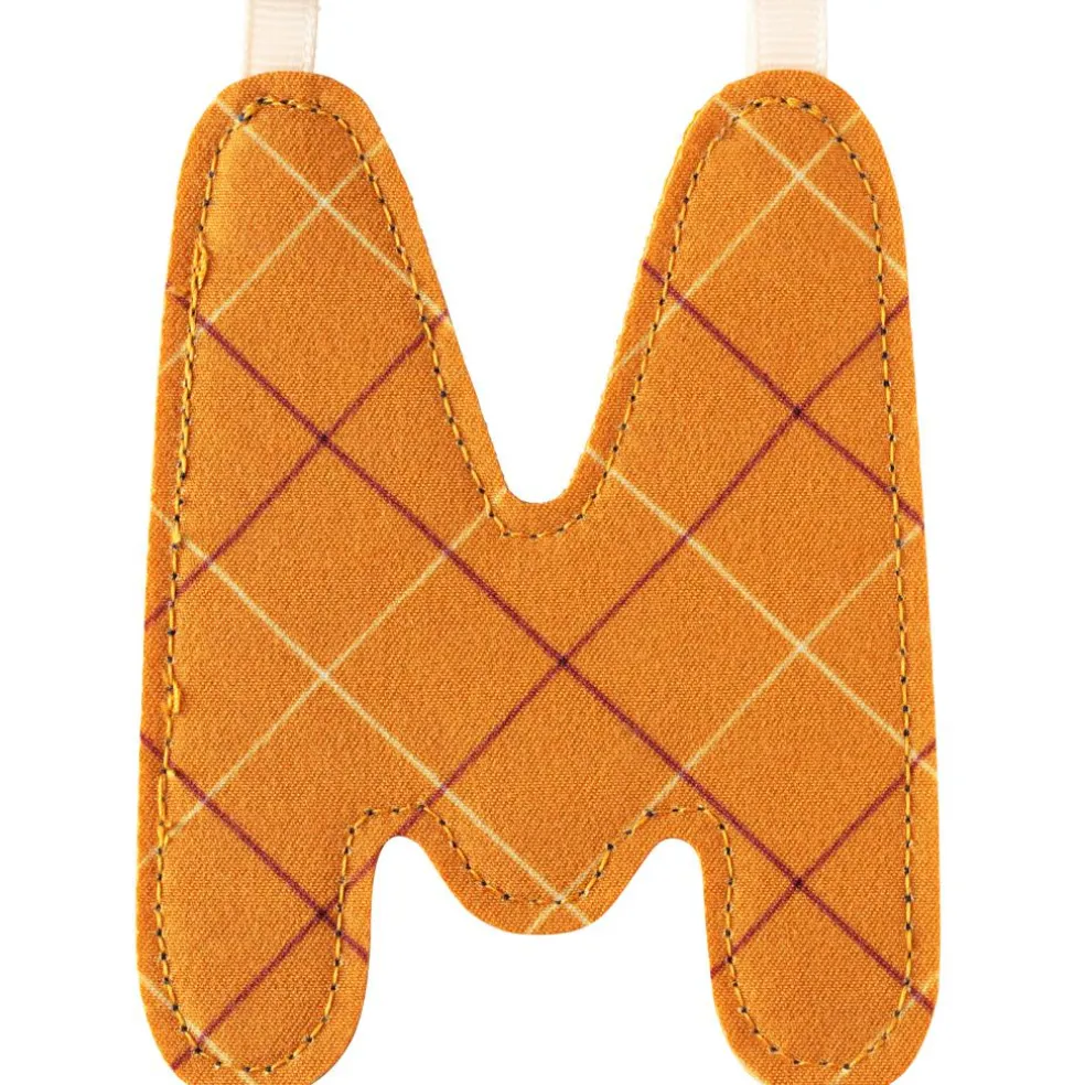 Lettre en tissu à suspendre réversible M (9,5 cm)
