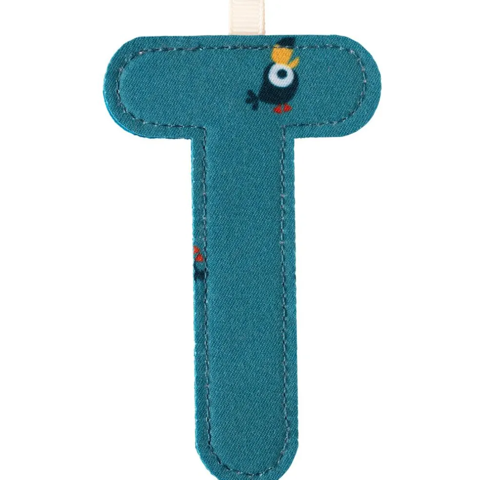 Lettre en tissu à suspendre réversible T (9,5 cm)
