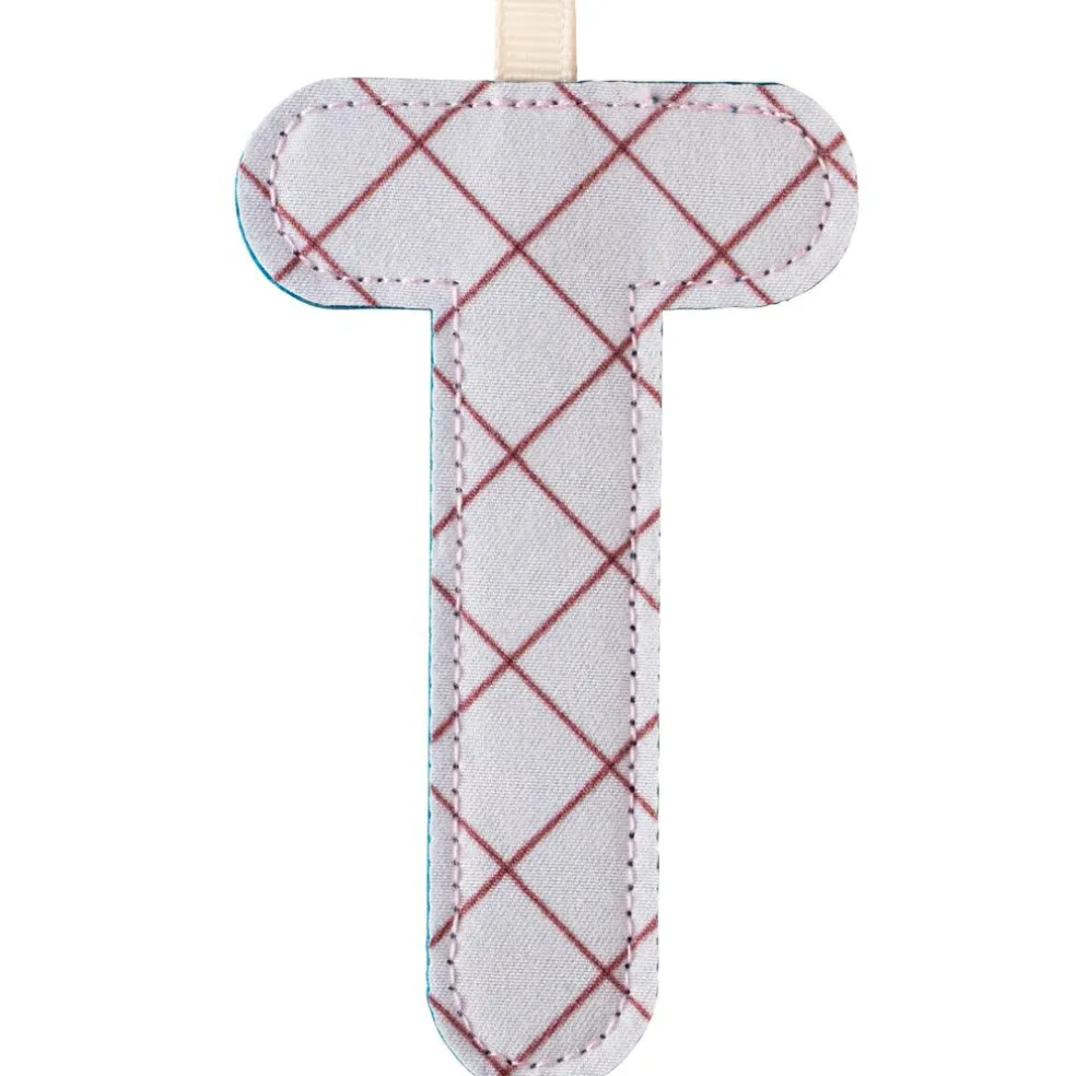 Lettre en tissu à suspendre réversible T (9,5 cm)