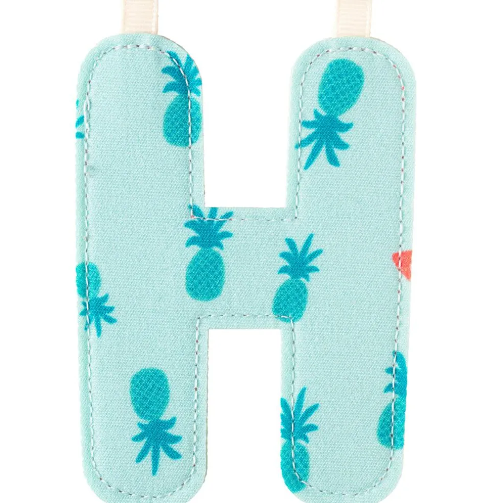Lettre en tissu à suspendre réversible H (9,5 cm)