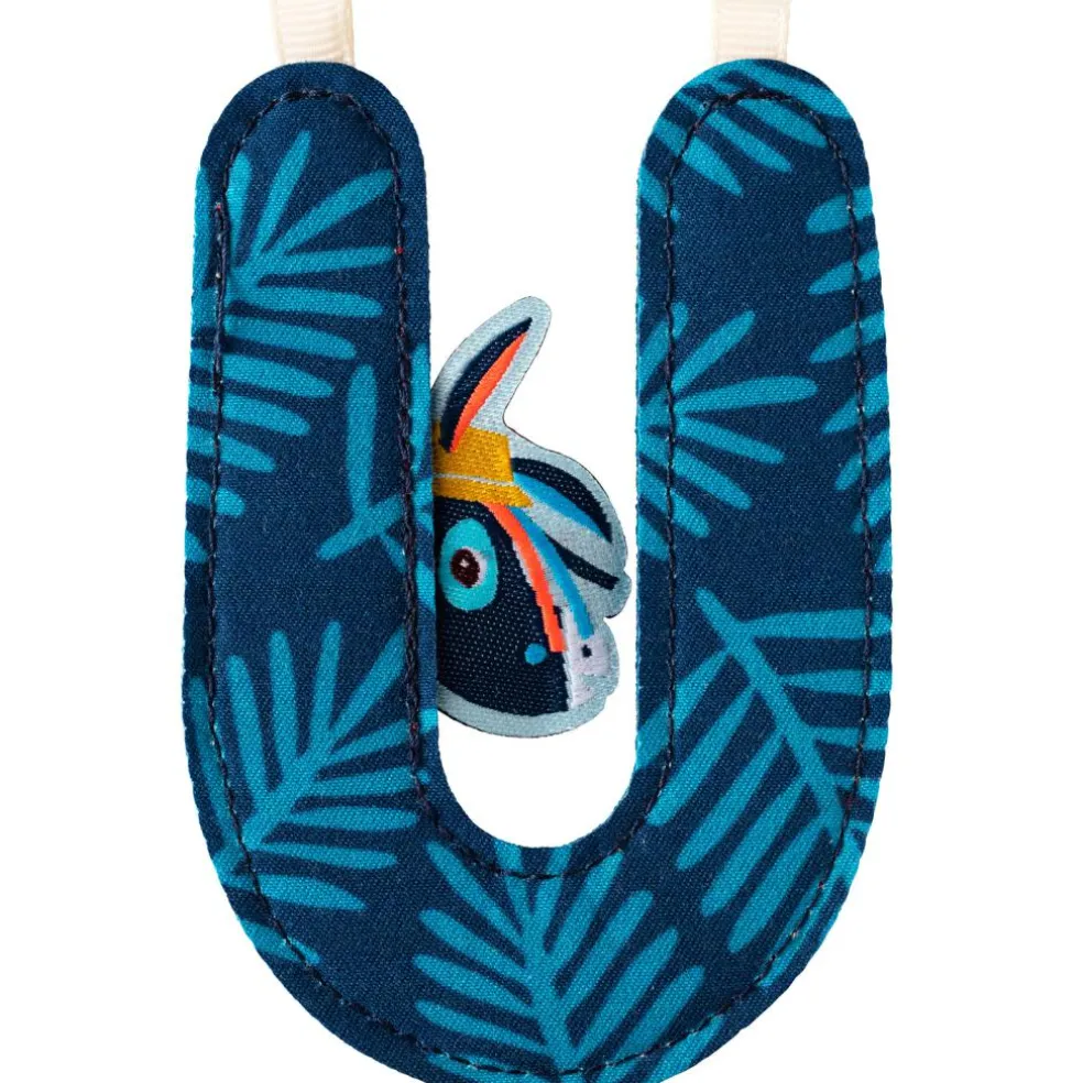 Lettre en tissu à suspendre réversible U (9,5 cm)