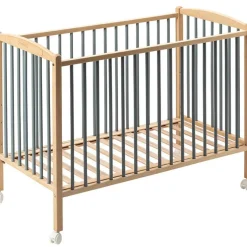 Lit à barreaux en bois Arthur hybride bleu gris (70 x 140 cm)