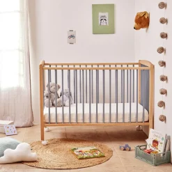 Lit à barreaux en bois Arthur hybride bleu gris (70 x 140 cm)