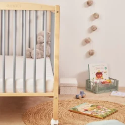 Lit à barreaux en bois Arthur hybride bleu gris (70 x 140 cm)