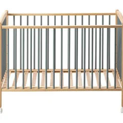 Lit à barreaux en bois Arthur hybride bleu gris (70 x 140 cm)