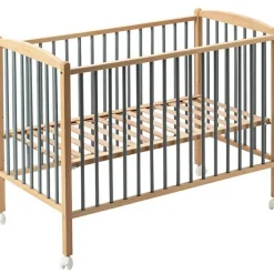 Lit à barreaux en bois Arthur hybride bleu gris (70 x 140 cm)