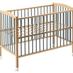 Lit à barreaux en bois Arthur hybride bleu gris (70 x 140 cm)