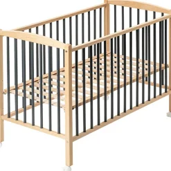 Lit à barreaux en bois Arthur hybride anthracite (60 x 120 cm)