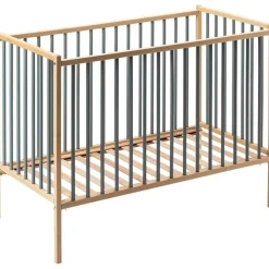 Lit à barreaux en bois Rémi hybride bleu gris (60 x 120 cm)