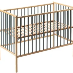 Lit à barreaux en bois Rémi hybride bleu gris (60 x 120 cm)