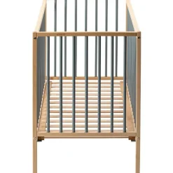 Lit à barreaux en bois Rémi hybride bleu gris (60 x 120 cm)