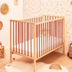 Lit à barreaux en bois Rémi hybride vieux rose (60 x 120 cm)