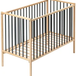 Lit à barreaux en bois Rémi hybride anthracite (60 x 120 cm)