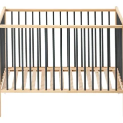 Lit à barreaux en bois Rémi hybride anthracite (60 x 120 cm)