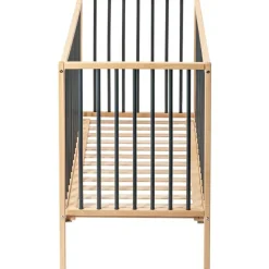 Lit à barreaux en bois Rémi hybride anthracite (60 x 120 cm)