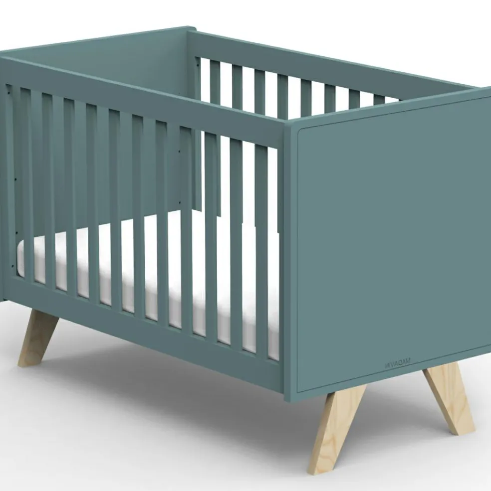 Lit bébé Madavin avec pieds en bouleau coloris au choix (60 x 120 cm)