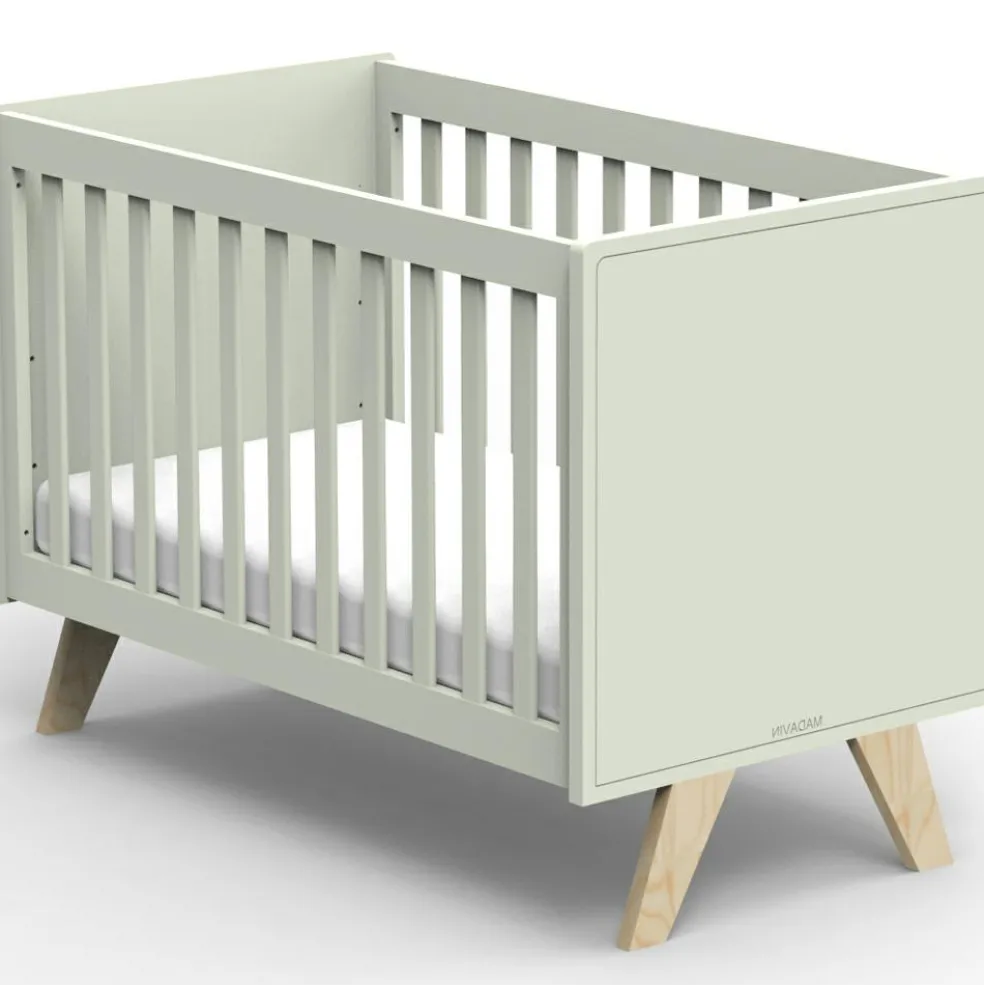Lit bébé Madavin avec pieds en bouleau coloris au choix (60 x 120 cm)
