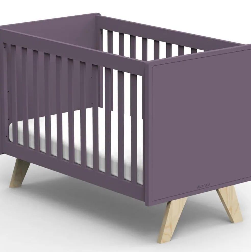 Lit bébé Madavin avec pieds en bouleau coloris au choix (60 x 120 cm)