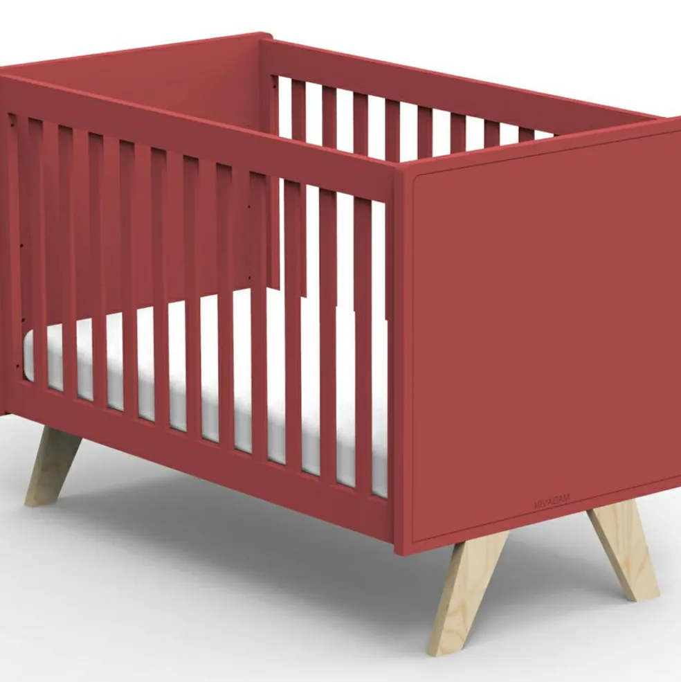 Lit bébé Madavin avec pieds en bouleau coloris au choix (60 x 120 cm)