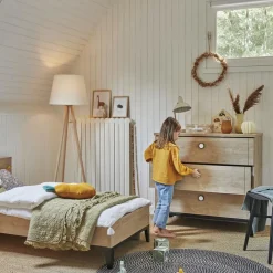 Lit bébé évolutif en chêne blond noir Marcel (70 x 140)